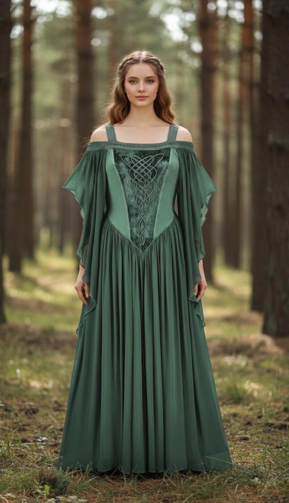 Medieval Viking Dress, Celtic Elven Gown With Embroidery, Norse Wedding Gown, Renaissance Faire Costume, Fantasy Off-shoulder Maxi Dress For - Etsy Medieval Viking Dress, Celtic Elven Gown With Embroidery, Norse Wedding Gown, Renaissance Faire Costume, Fantasy Off-shoulder Maxi Dress For - Etsy