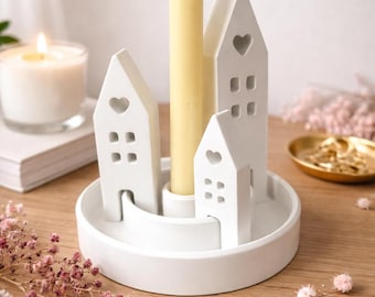 Decoratief bord met 3 groeven, 3 verschillende lampjes, kaarsenhouder