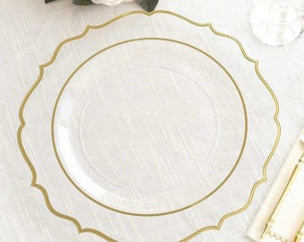 Scalloped Round Plastic Dinner Plates – Disposable Party Plates - 20 Pack