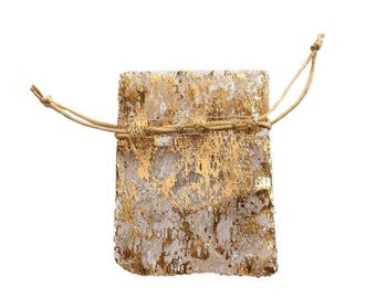 Metallic Gold Drawstring Candy Bags | 12-Pack Foil Favor Bags