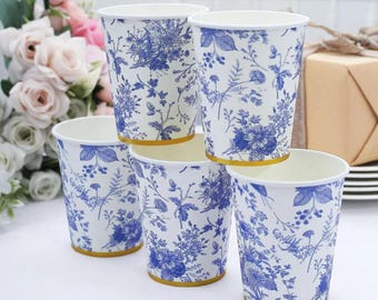 Floral Paper Party Cups – Set of 12 Disposable Drinkware for Events, Brunches & Showers