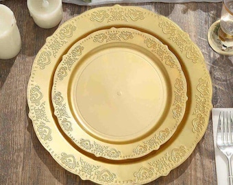 Embossed Scalloped Disposable Plates | 20-Pack Elegant Plastic Tableware