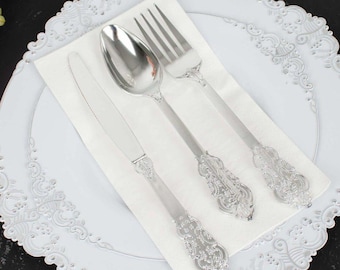 72 Piece Disposable Elevated Plastic Silverware Set | Elegant Disposable Cutlery