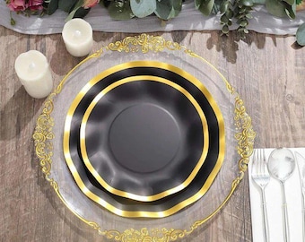 Luxury Paper Plates | Round Disposable Dinnerware for Events & Parties - 25 Pack