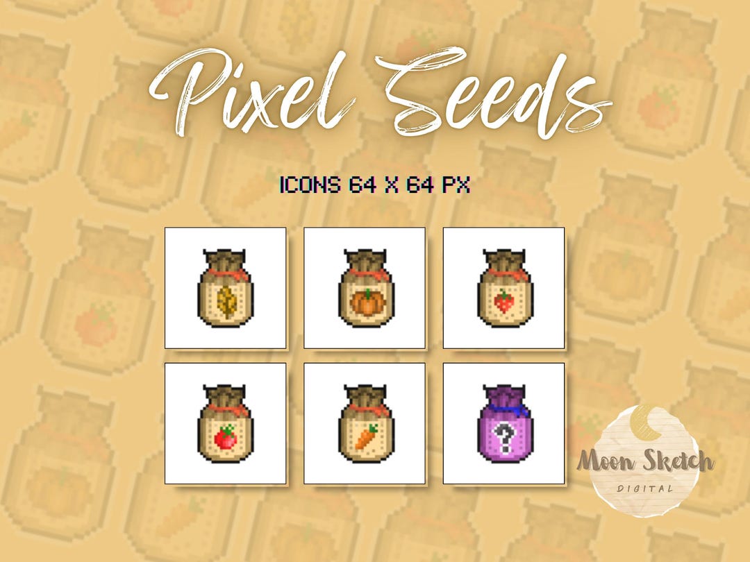 64x64 Pixel Art Seed Icons | Farming Game Assets (digital Download) - Etsy