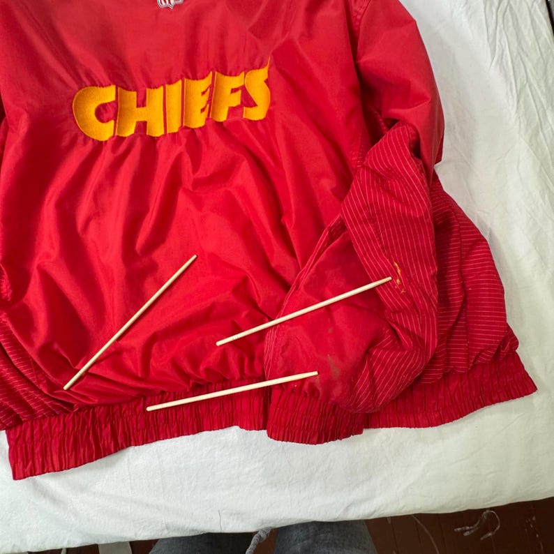 Chaqueta cortavientos VTG NFL Logo Athletic para hombre, talla 2XL, de los Kansas City Chiefs, con cremallera completa. imagen 13