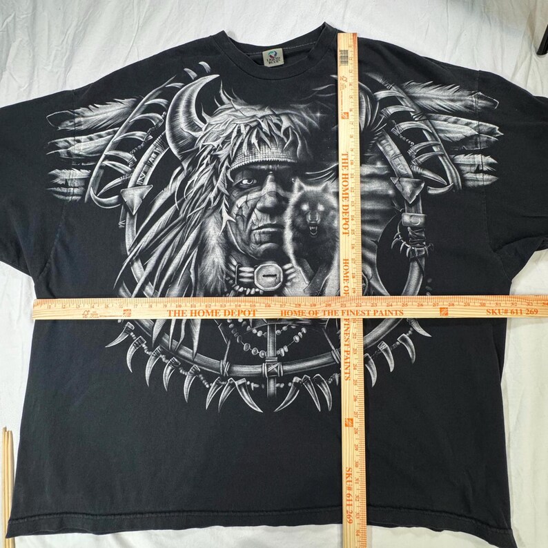 Camiseta vintage azul líquido para hombre, talla 5XL, con estampado tribal nativo americano AOP imagen 4
