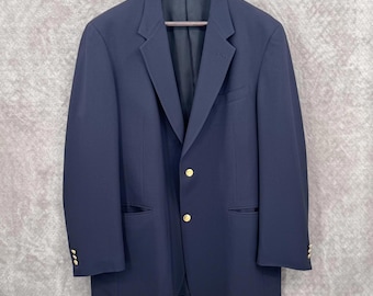 Chaqueta deportiva vintage Austin Reed para hombre, talla 44L, azul, lana, botones dorados, fabricada en EE. UU.