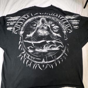 Camiseta vintage azul líquido para hombre, talla 5XL, con estampado tribal nativo americano AOP imagen 7