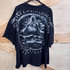 Camiseta vintage azul líquido para hombre, talla 5XL, con estampado tribal nativo americano AOP imagen 2