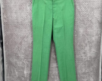 Pantalones de vestir Corbin VTG para hombre, talla 37x32, color verde, lino Montego, corte clásico, pierna recta.