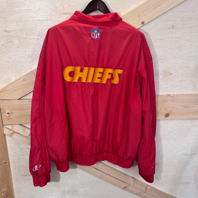 Chaqueta cortavientos VTG NFL Logo Athletic para hombre, talla 2XL, de los Kansas City Chiefs, con cremallera completa. imagen 2