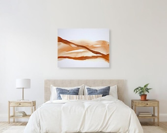 Painting large Cinnamon Tan Abstract Landscape canvas Art original White Modern Southwest  contemporary geometric Wall art office Minimal