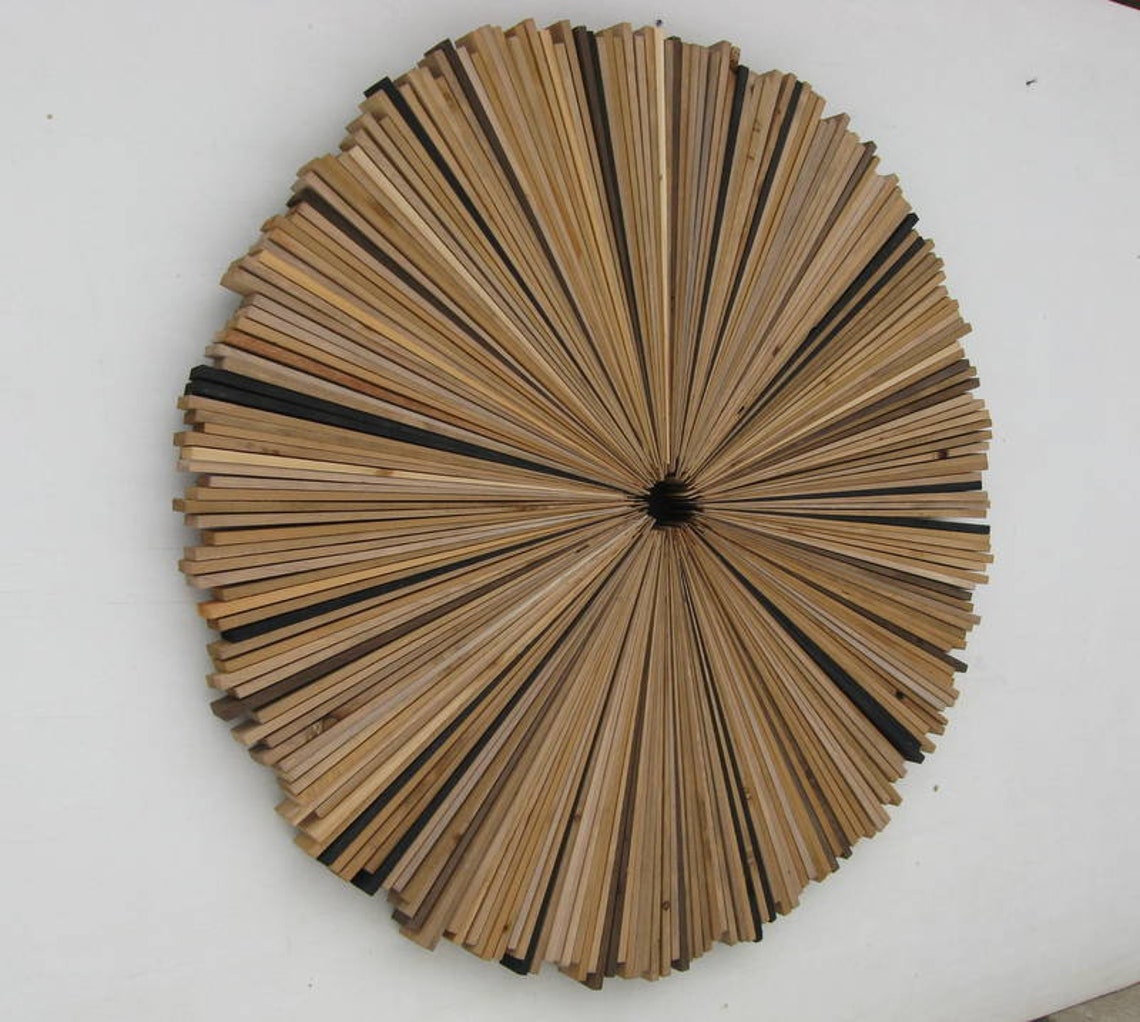 Large Round Wood Wall Art Wood Wall Art Large Beige Brown Etsy