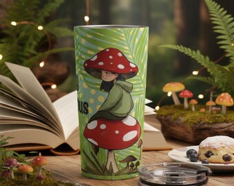 Vaso térmico de viaje con forma de seta, taza de café estilo cottagecore / vaso térmico de fantasía, regalo con temática de bosque, regalo para amantes del té