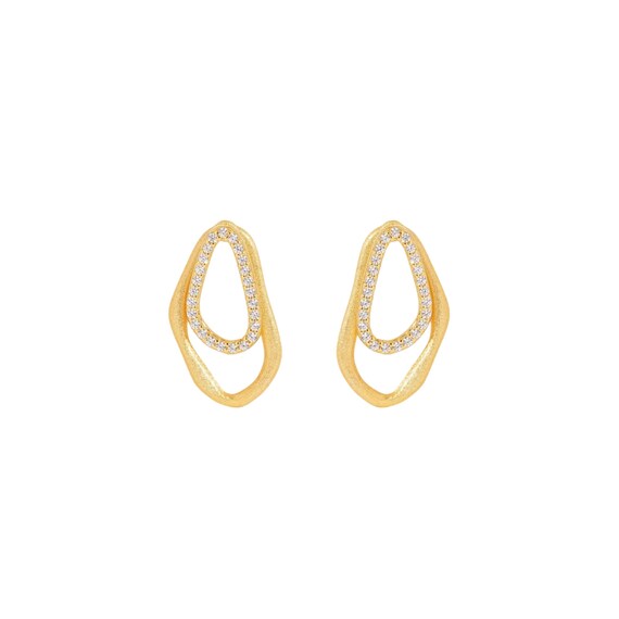 10K Gold Vermeil Teardrop Earrings, Sterling Silver Pavé Drop