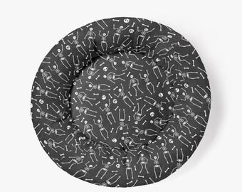 Skeleton Rave Round Small Size Pet Bed - 300 gram Flannel - S/M/L