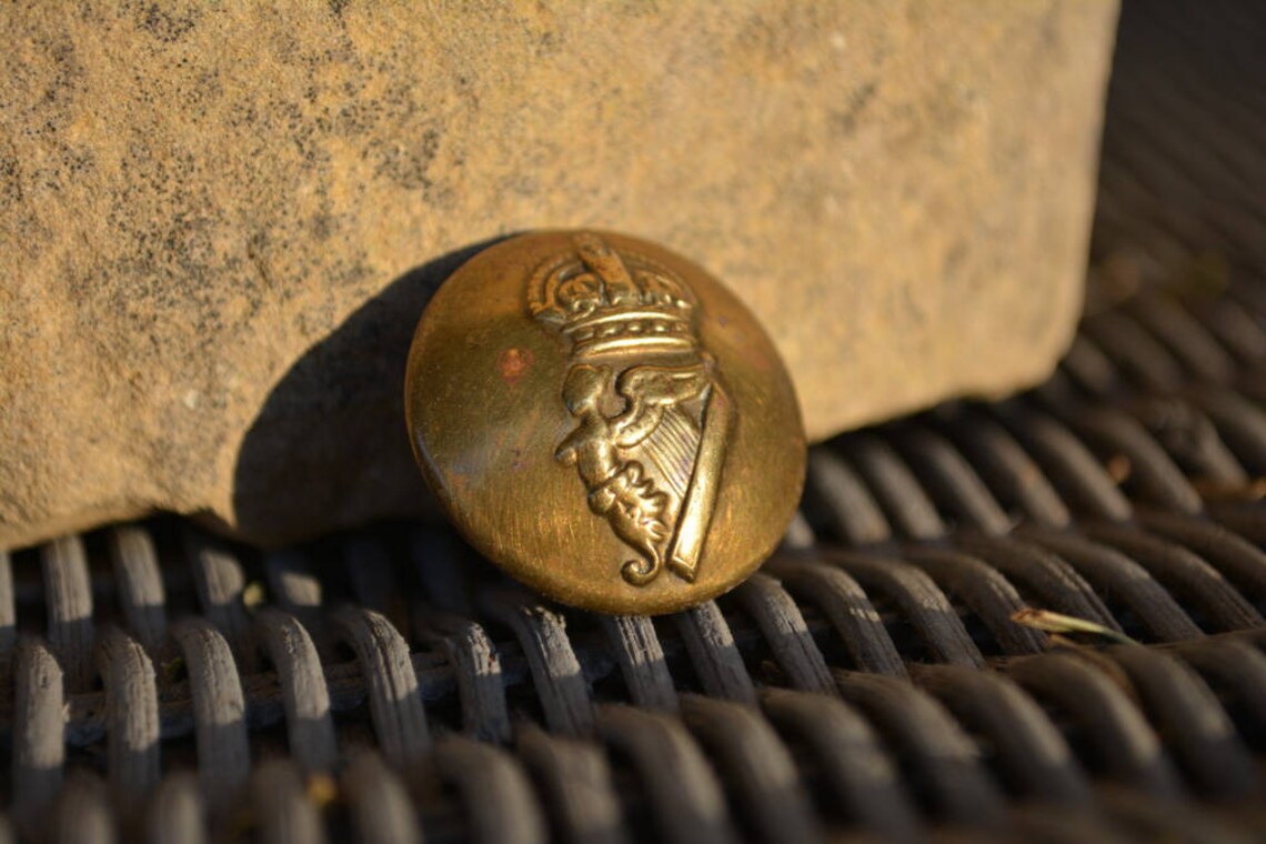 Irish Guards British Army Button Round Brass Crown Button Etsy