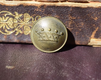 Rare Antique French Crown Button by T.W. & W. Paris, Vintage Home Decor