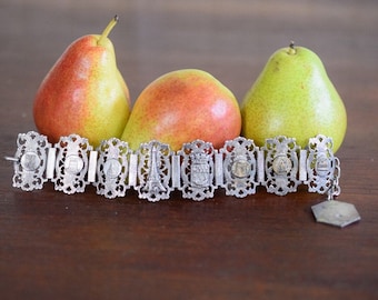 Pulsera icónica de filigrana de plata de recuerdo parisino antiguo