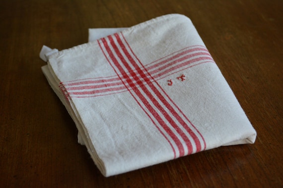 Monogrammed Antique French Linen Tea Towel Initials Jt Etsy