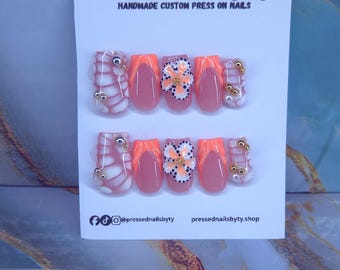 Orange Creme| Handmade Custom Press on Nails