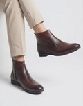 Handmade Brown Leather Ankle Boots Men, Zip Chelsea Boots, Formal Dress Shoes
