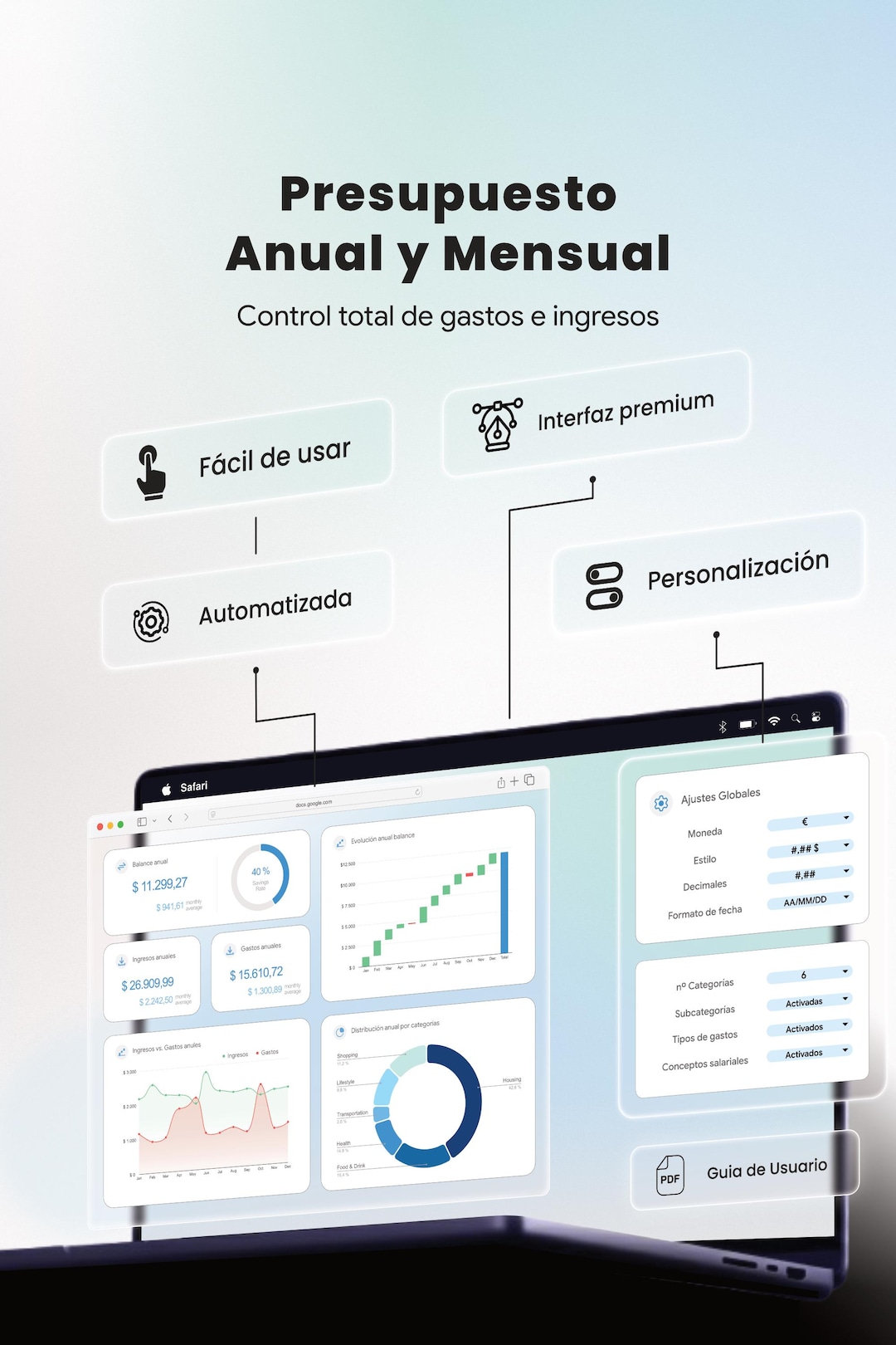 Plantilla Presupuesto Mensual Google Sheets, Planificador De Finanzas ...