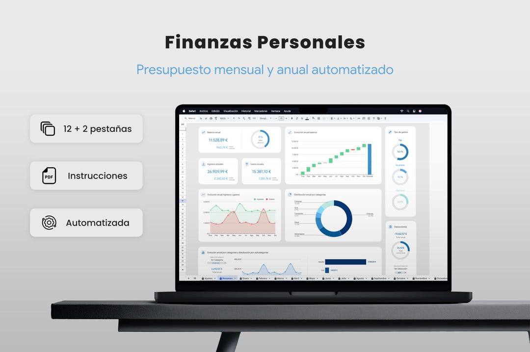 Presupuesto Mensual Y Anual Fácil En Google Sheets | Planificador De ...