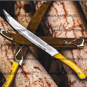 Custom Legolas Greenleaf Swords Duo, Stainless Steel Elven Blades, Wooden Handles, Wall Mount