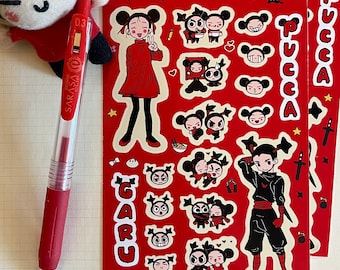 pucca and garu sticker sheet | 4x6" glossy vinyl paper planner deco