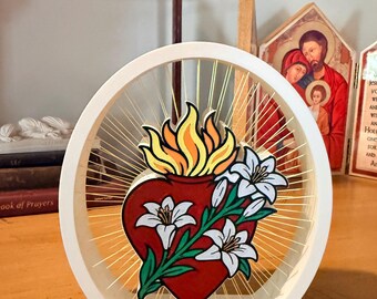 Most Chaste Heart of St. Joseph 3D String Art | Catholic Gift |  Home Decor (7.1" Tall)