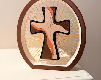 Rustic Cross 3D String Art – Catholic Confirmation Gift & Home Altar Decor