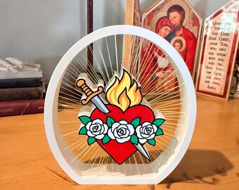 Immaculate Heart of Mary 3D String Art | Catholic Marian Gift |  Home Decor (7.1" Tall)