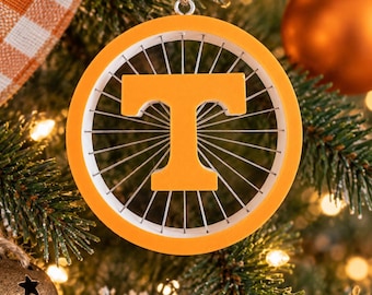 Tennessee Orange T College 3D Printed String Art Ornament