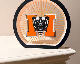 Mercer 3D String Art Floating Logo Display Mercer Bears Fan Gift College Desk Dorm Decor