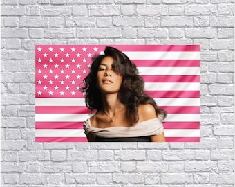 Olivia Dean Pink American Flag Tapestry – Soul Pop Singer Wall Art | Music Aesthetic Decor | Celebrity Fan Flag | Dorm Room Decor
