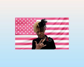 XXXTENTACION Pink American Flag Tapestry – Rapper Wall Flag | Hip Hop Music Banner | Aesthetic Pink Dorm Decor