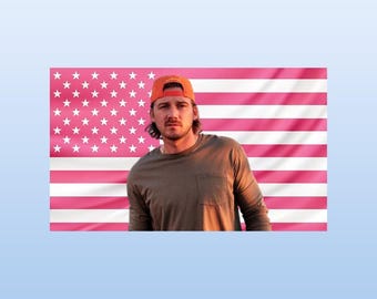 Morgan Wallen Pink American Flag Tapestry – Country Singer Wall Art | Music Aesthetic Decor | Western Fan Flag | Dorm Room Decor