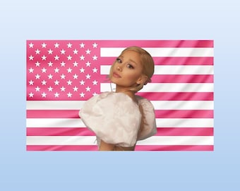 Ariana Grande Pink American Flag Tapestry - Pop Superstar Wall Decor - Aesthetic Dorm Room Banner Gift for Music Fans