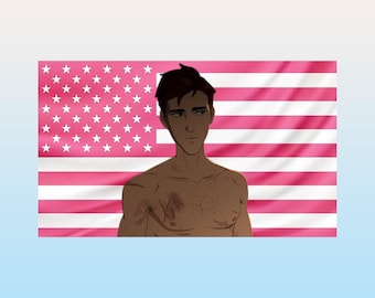 Robert Robertson Pink American Flag Tapestry – Aesthetic Wall Flag | Trendy Fan Banner | Pink Dorm Room Decor