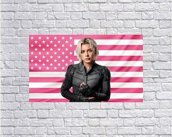 Yelena Belova Pink American Flag Tapestry – Marvel Black Widow Wall Art | Avengers Decor | Aesthetic Superhero Flag | Dorm Room Decor
