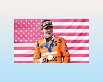 Oscar Piastri Pink American Flag Tapestry – F1 Driver Wall Art | McLaren Racing Decor | Formula 1 Fan Flag | Aesthetic Dorm Decor