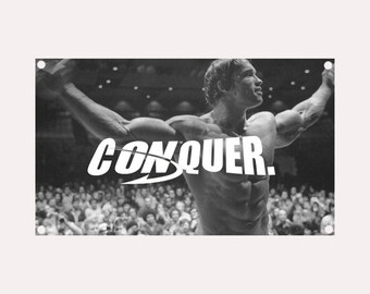 Arnold Schwarzenegger Tapestry Flag – Classic Action Movie Wall Art | Bodybuilding Icon Decor | Picture Flag | Dorm Room Decor