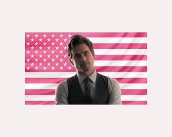 Matt Bomer Pink American Flag Tapestry – Actor Wall Art | White Collar Aesthetic Decor | Celebrity Fan Flag | Dorm Room Decor