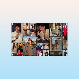 May include: A rectangular collage of photographs featuring a person in different settings and attire. The name "Malachi Barton" is written in cursive across the center. The background is a light blue gradient.