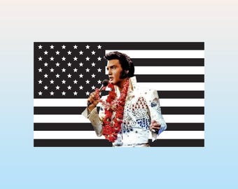 Elvis Presley Black American Flag Tapestry – Rock & Roll Legend Wall Flag | Vintage Music Banner | Dark Aesthetic Decor