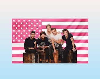 One Direction Pink American Flag Tapestry – 1D Band Wall Art | Pop Music Fan Decor | Aesthetic Boy Band Flag | Dorm Room Decor