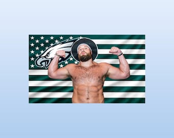 American Flag Lane Johnson Tapestry – Philadelphia Eagles Football Wall Art – Bedroom Dorm Decor – Gift for NFL Fans