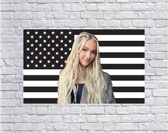 Freya Skye Black American Flag Tapestry – Pop Singer Wall Art | Dark Aesthetic Music Decor | Celebrity Fan Flag | Dorm Room Decor
